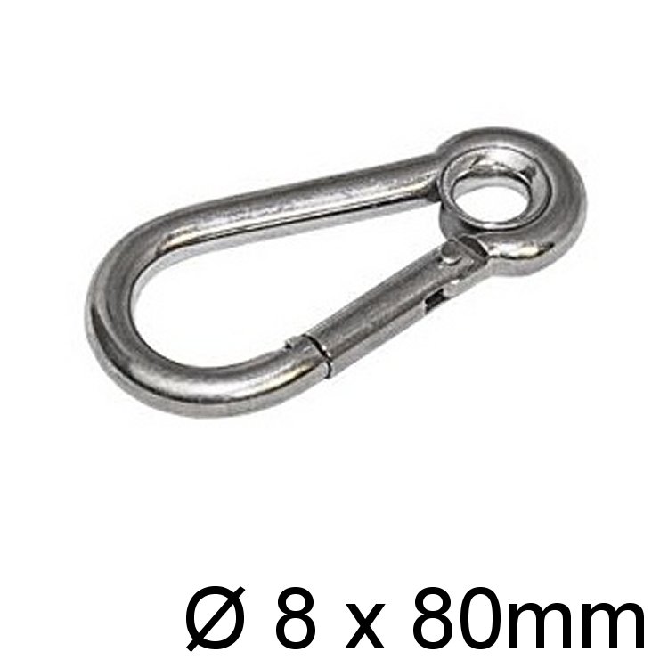 Karabinerhaken mit Kausch 8 x 80mm