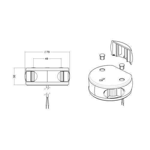 Aqua Signal Serie 34 Zweifarbenlaterne LED schwarzes Gehäuse