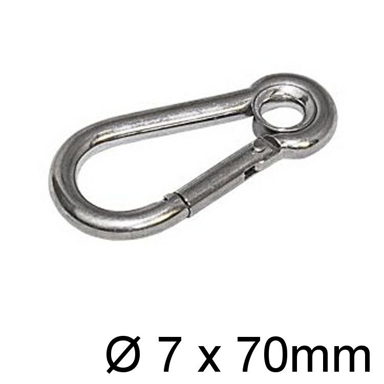 Karabinerhaken mit Kausch 7 x 70mm