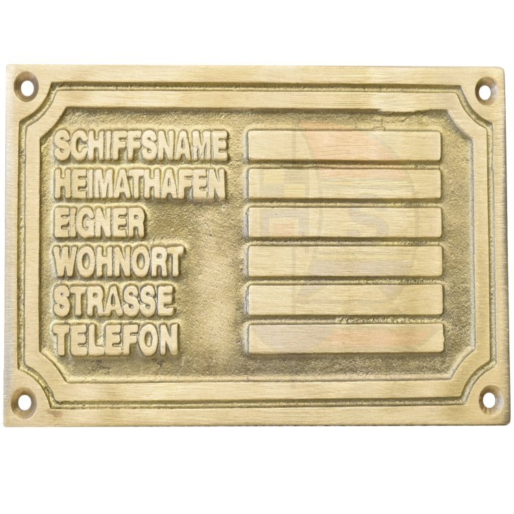 Messingschild Eignerschild 80x135