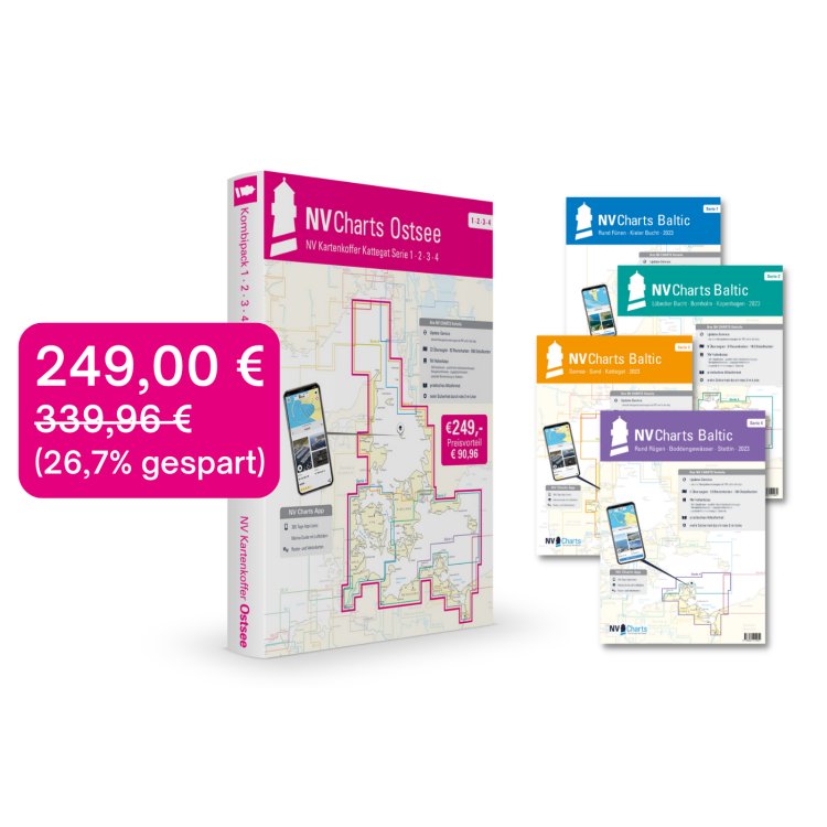 Kartenkoffer Sportbootschifffahrtskarten Ostsee Serie 1-4 Atlas