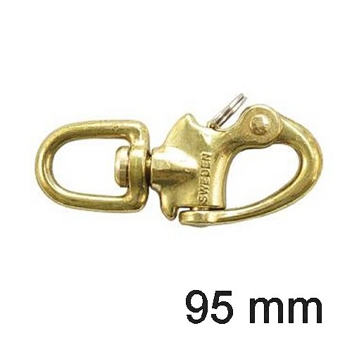 Schnappschäkel Messing mit Wirbel 95mm