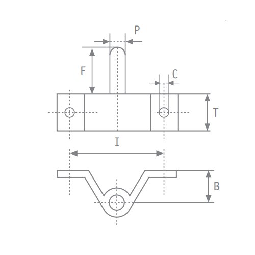 Viadana Ruderbeschlag mit Zapfen 10mm / 44mm