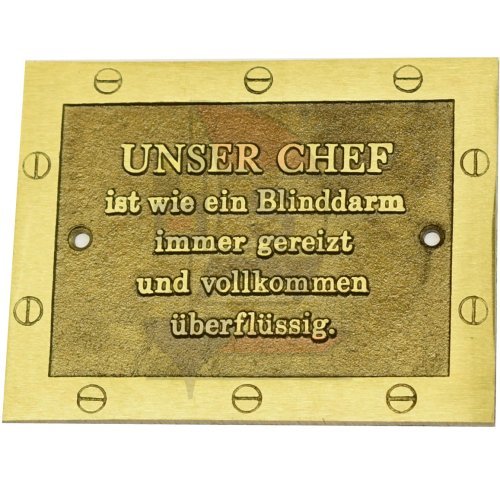 Messingschild Unser Chef
