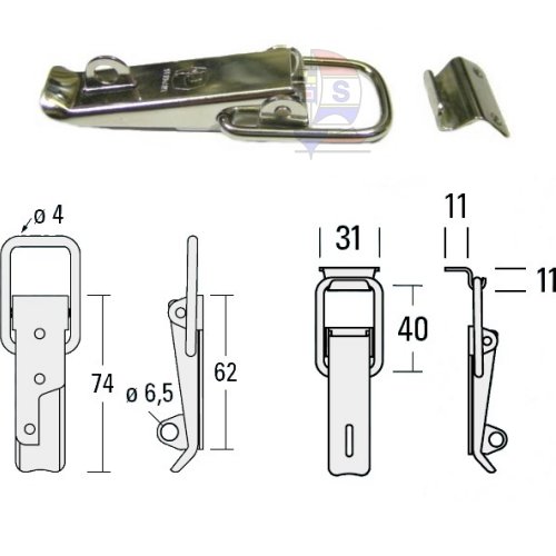 Niro Petersen Hebelverschluß Winkelhaken Edelstahl mit Auge