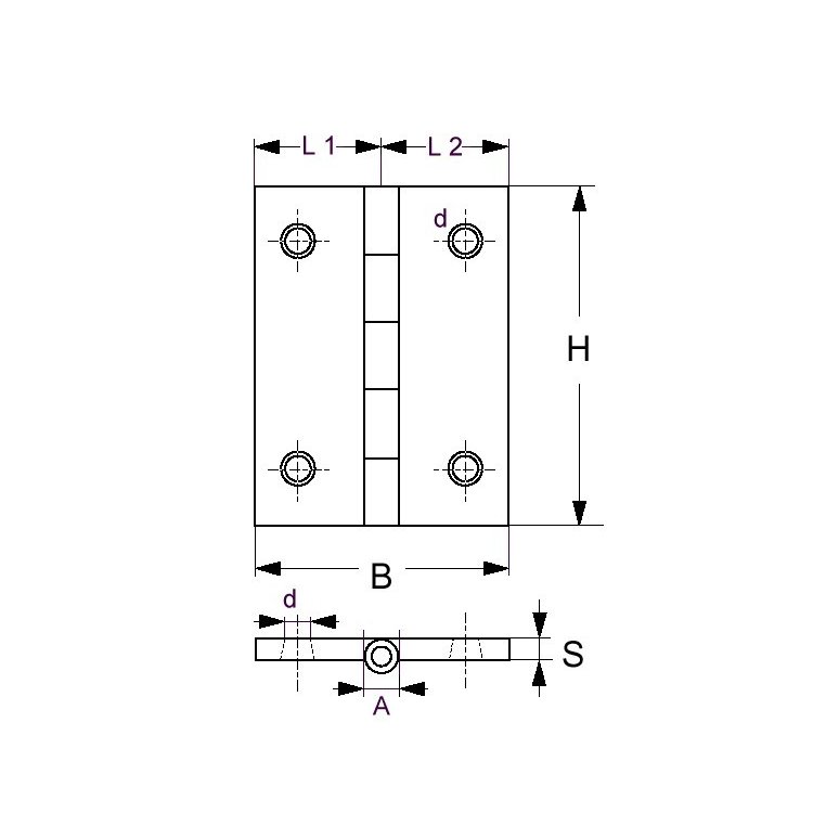 Viadana Scharnier Edelstahl 145x32 / 4L